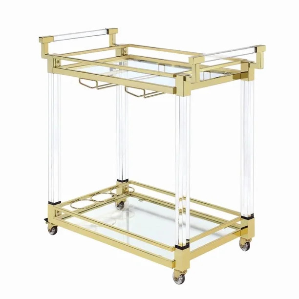 2-tier Serving Cart Brass and Clear | Walmart (US)