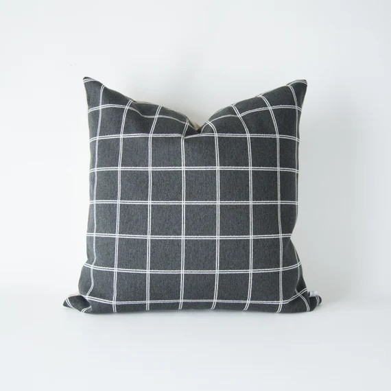 Arthur Pillow Cover black and white windowpane print | Etsy | Etsy (US)