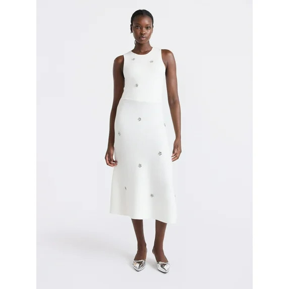 Free Assembly Women's and Women's Plus Beaded Sleeveless Midi Sweater Dress, Sizes, XS-4X | Walmart (US)