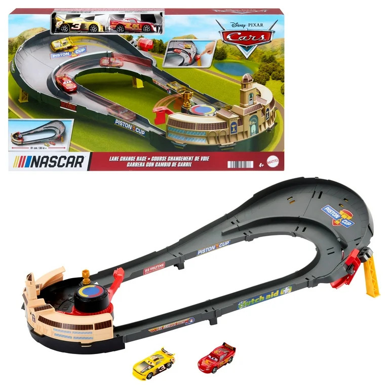 Disney and Pixar Cars NASCAR Lane Change Race Playset with 2 Toy Vehicles, Includes Lightning McQ... | Walmart (US)