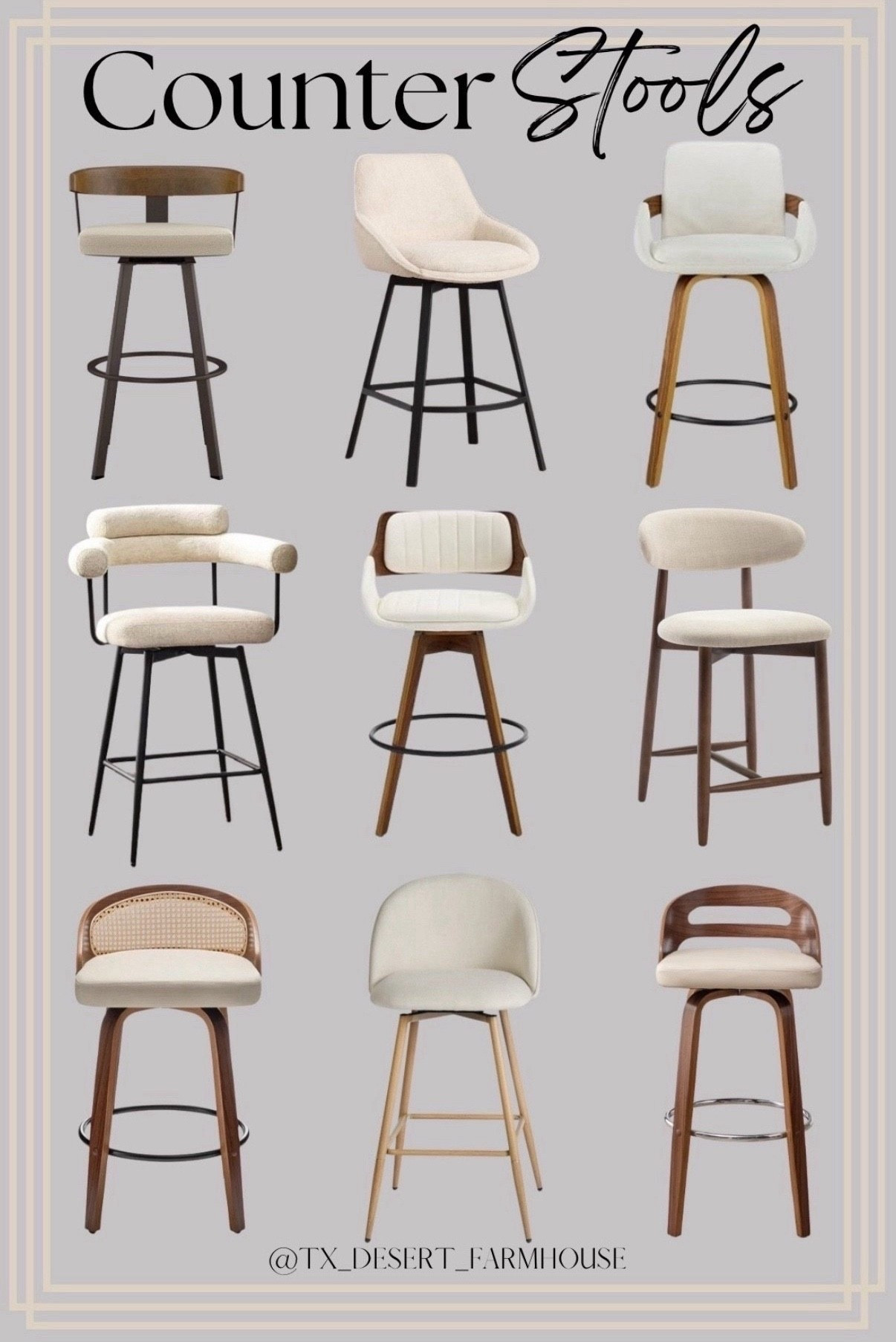 Kitchen Counter Stools

Leeana Swivel Faux Leather Counter & Bar Stools (Set of 2)
Mahtab Swivel Counter & Bar Stools (Set of 2)
Cusick 26" Seat Height Swivel Upholstered Counter Stools Barstool with Backrest Footrest for Kitchen Island Dining Room (Set of 2)
Drees Swivel Upholstered Counter & Bar Stool with Wood Backrest
Upholstered Counter Stool Solid Wood Bar Stool (Set of 2)
Linen Counter Height Bar Stools, Swivel Barstools with Full Backs, Modern Upholstered Counter Stools with Metal Legs, Beige Bar Stools for Kitchen Island, Home Pub, 26 Inches, Set of 2
Zesthouse Swivel Counter Stools Set of 2, 26'' Modern Counter Height Barstools with Low Backs & Metal Legs, Upholstered Counter Height Barstools, Beige Linen Fabric Bar Stools for Kitchen Island
Beige Fabric Swivel Bar Stools with Back, Walnut Bentwood Mid-Century Design, Modern Set of 2 Bar Chairs with Curved Back and 360° Swivel, Ideal for Home Bars, Kitchens, Dining Spaces
Swivel Bar Stools Set of 2, Walnut Counter Height Bar Stools with Back and Arms, 26" Modern Faux Leather Upholstered Bar Chairs for Kitchen Island Bar-Beige

#counterstools #kitchenstools #barstools #barstool #counterstool #kitchenstool #kitchenchair #beigestools #stools #swivelstools #swivelchair #modernstools #moderncounterstools #modernkitchen #midcenturymodern #midcenturymodernstools #homestyle #homedecor 

#LTKStyleTip #LTKFamily 

#LTKCyberWeek #LTKHome #LTKfoodie