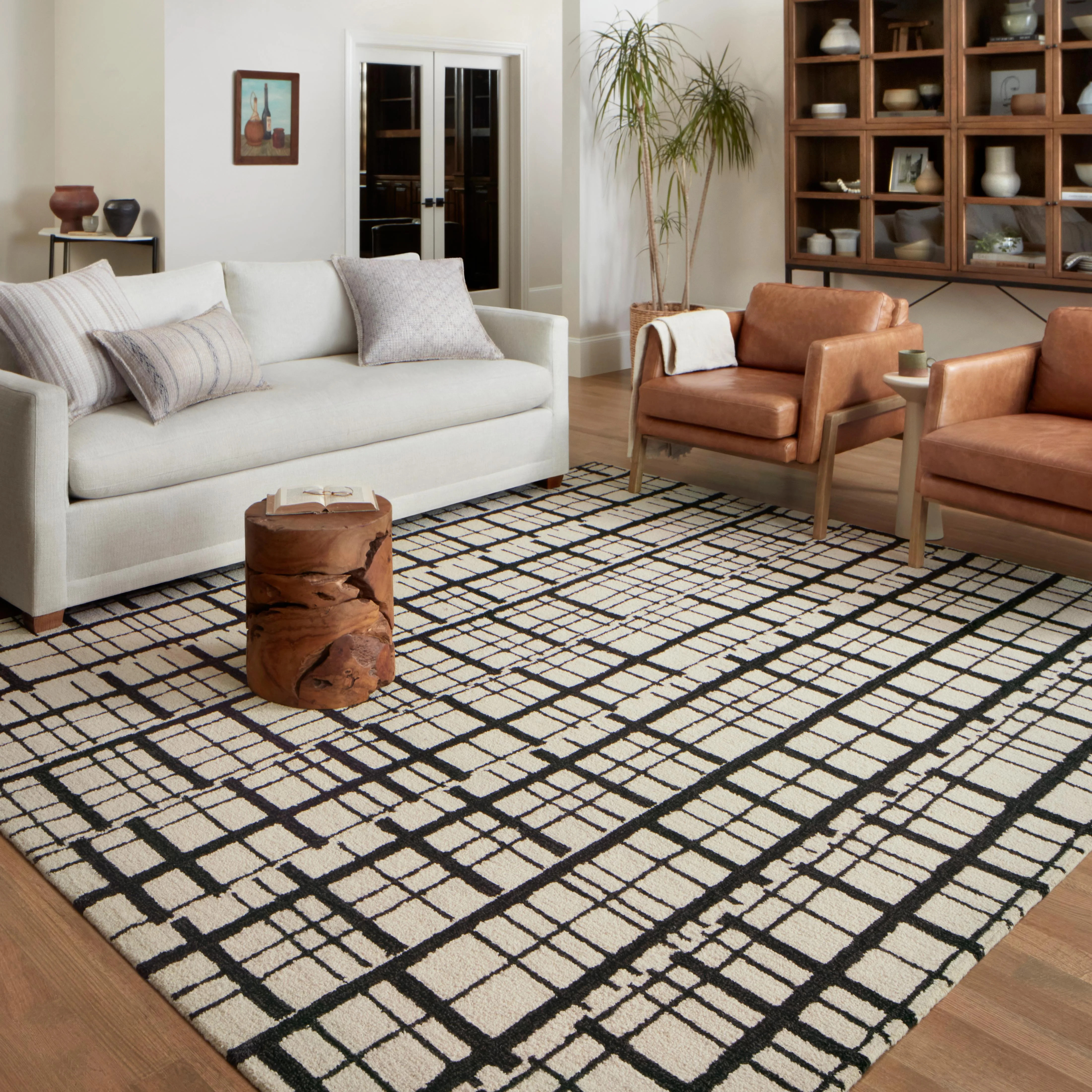 Chris Loves Julia x Loloi Polly Plaid Black/Ivory 9'-3" x 13' Area Rug | Walmart (US)