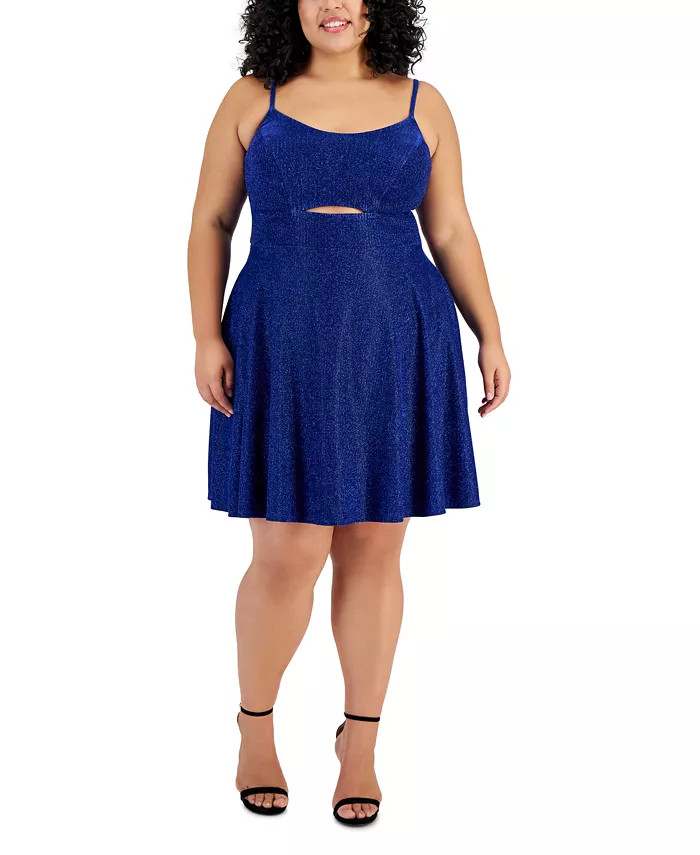 Trendy Plus Size Cutout Metallic Skater Dress | Macy's