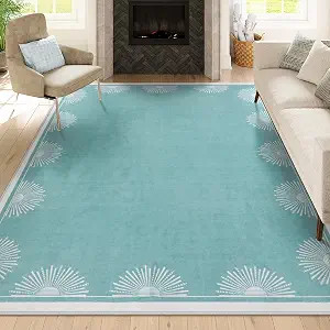 Modern Bedroom Rug 8x10 Under Bed, Low Pile Washable Rugs for Living Room,Soft Sun Printed Large ... | Amazon (US)