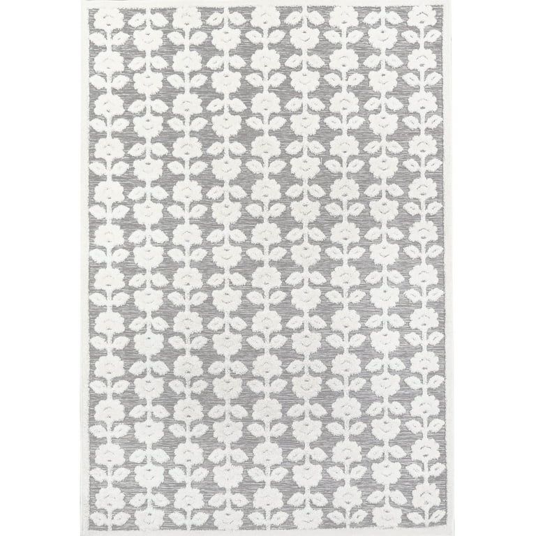 My Texas House Poppy 9' x 12' Grey Floral Indoor/Outdoor Area Rug | Walmart (US)