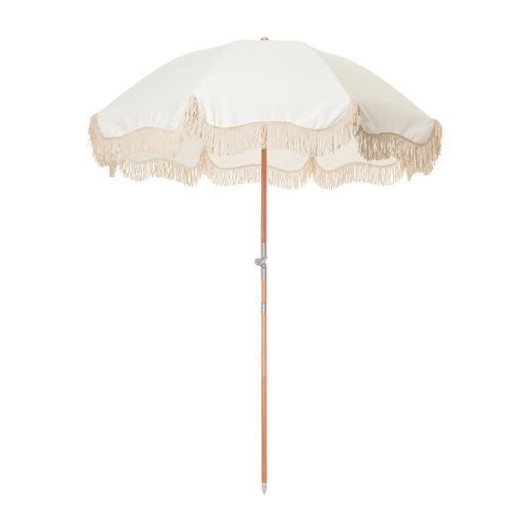 Premium Beach Umbrella, Antique White | Maisonette
