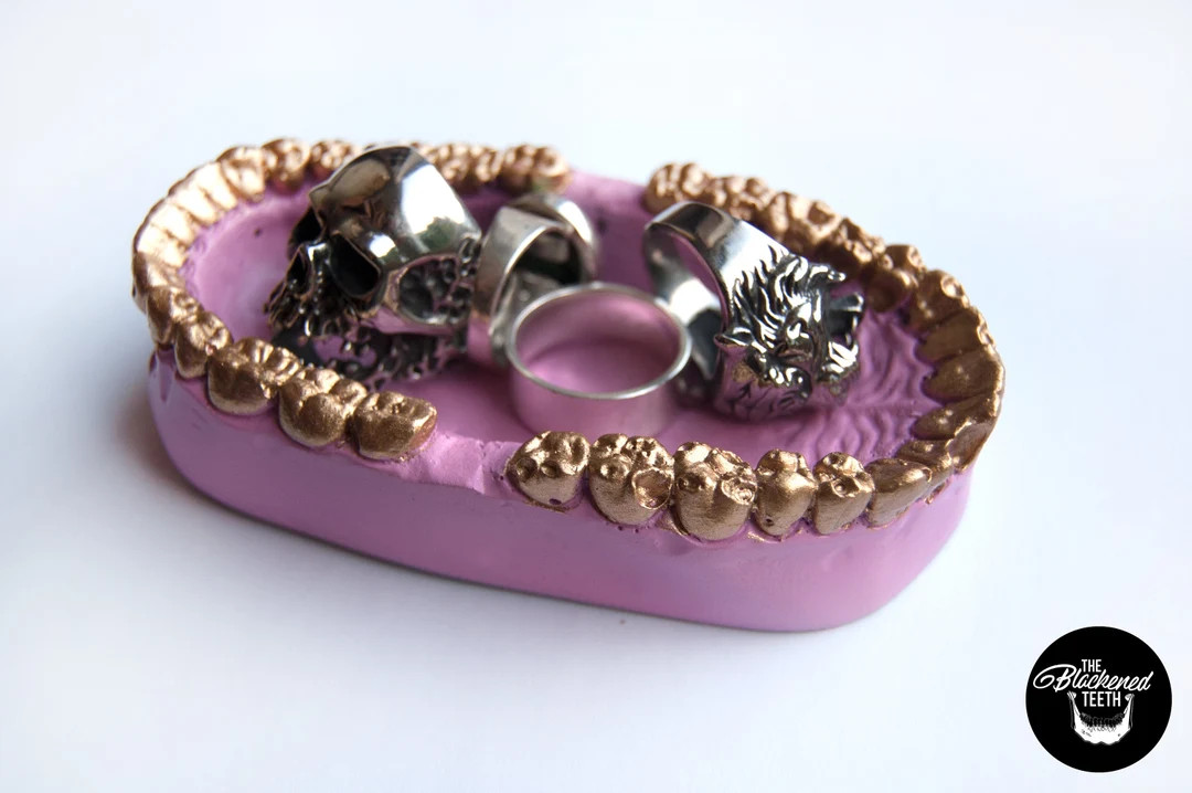 Teeth Trinket Tray Jewellery Tray Skull Decor Ring Dish Trinket Dish Handmade by the Blackened Te... | Etsy (US)