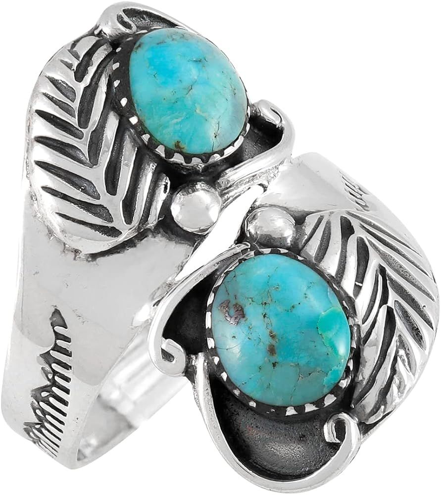 Turquoise Ring Sterling Silver 925 Genuine Gemstones Size 6 to 11 | Amazon (US)