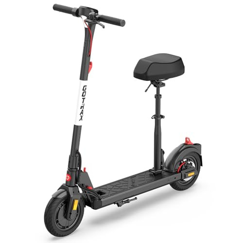 Gotrax Apex Max Electric Scooter with Saddle Seat, 8.5" Solid Tires with Rear Dual Shock, Max 18 Miles and 18mph by 350W Motor, Bright Headlight and Taillight, Foldable Escooter for Adults | Amazon (US)