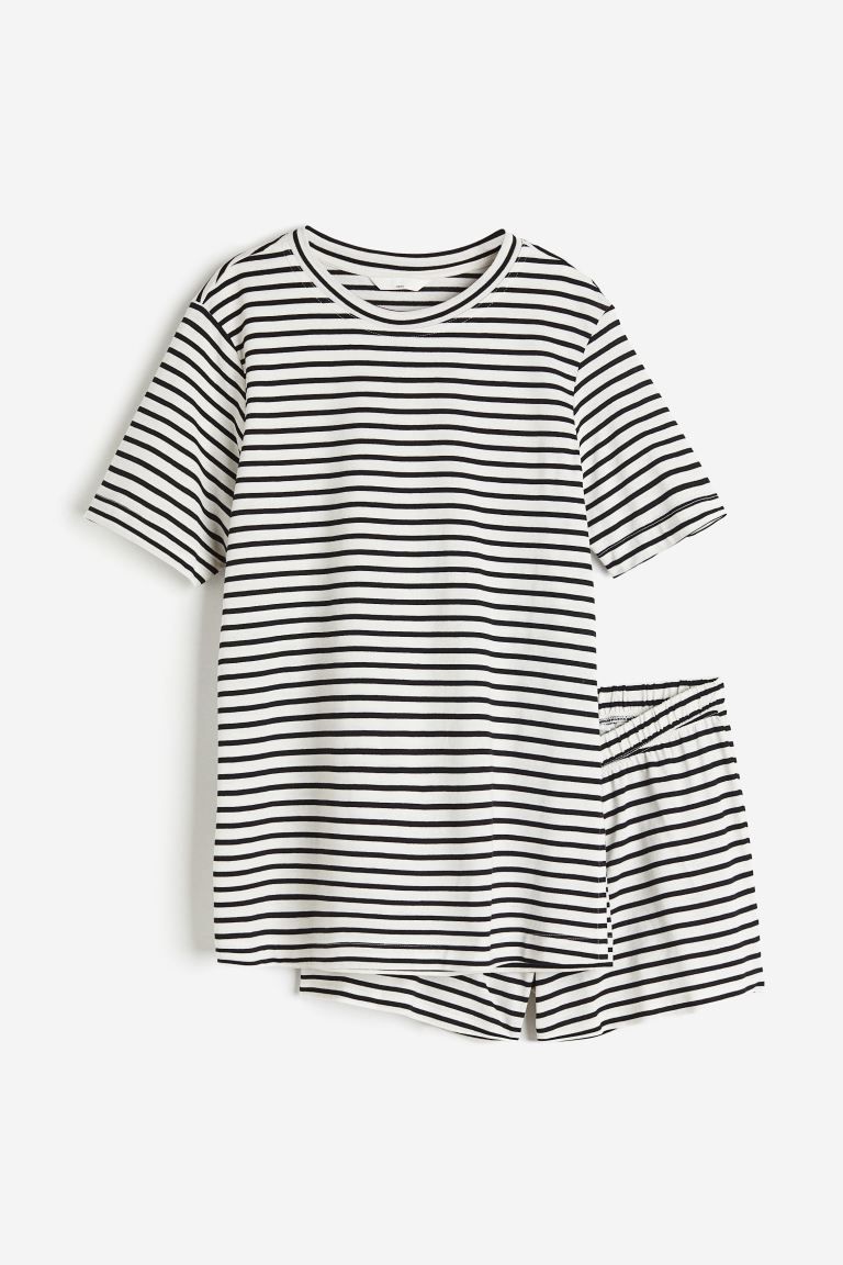 MAMA Before & After Maternity/nursing Pajamas - Cream/black striped - Ladies | H&M US | H&M (US + CA)
