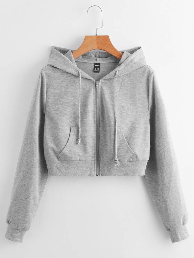 Zip Up Drawstring Hoodie | SHEIN