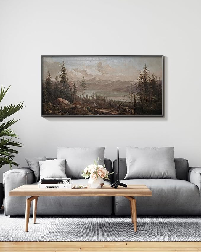 ARPEOTCY Extra Large Framed Canvas Wall Art, 20x40inch, Living Room Vintage Landscape Decor, Long... | Amazon (US)
