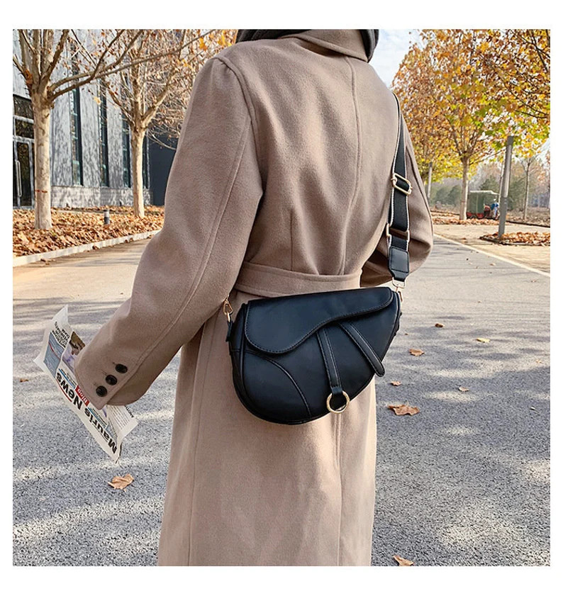 Leather saddle bag shoulder bag retro saddle trend fashion all-match saddle bag Shoulder Bags Han... | Etsy (US)