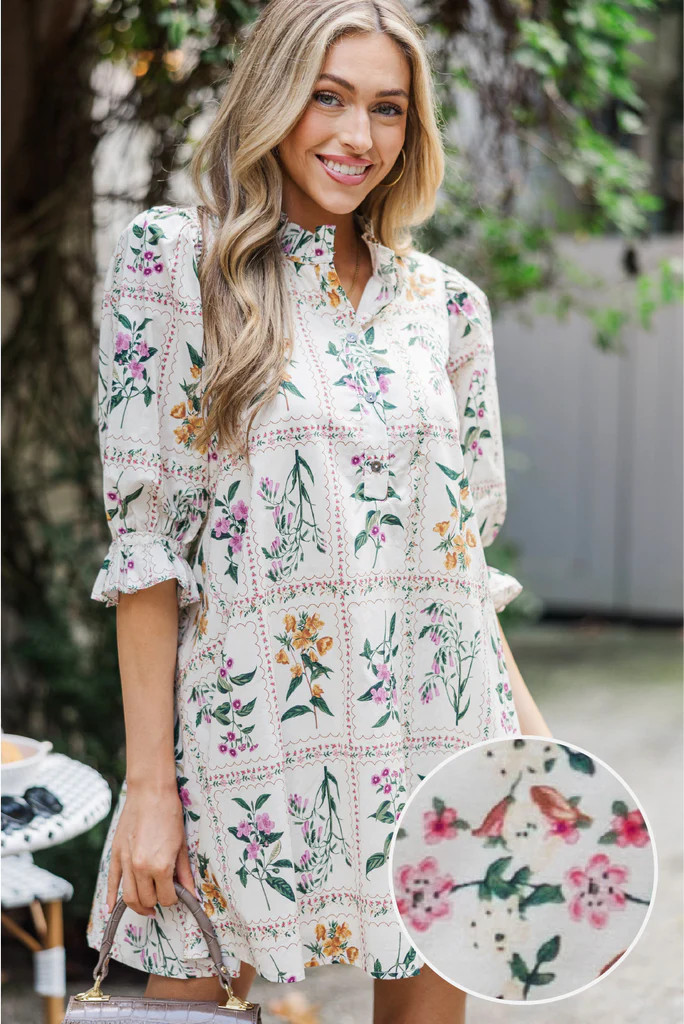 So Divine Cream Floral Dress | The Mint Julep Boutique