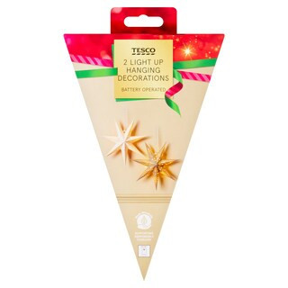 Tesco White And Silver Paper Star Light Up Christmas Decorations | Tesco F&F
