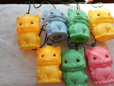 VINTAGE KITTY CAT BLOW MOLD STRING LIGHT COVERS RV CAMPER PATIO TIKI | eBay US