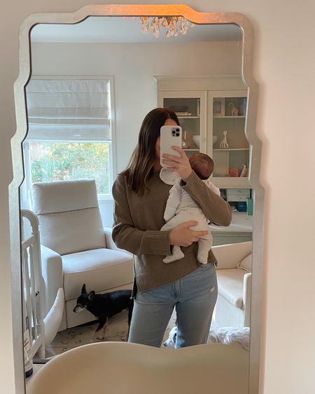 Nursery decor 🕊️ and mommy + baby’s outfit. 

Jenni Kayne Everyday Sweater: size small (sized up for more relaxed fit) 20% off with TYLERHARLESS_20. 

#LTKhome #LTKfamily #LTKbaby