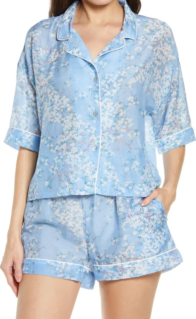Papinelle Cherry Blossom Cotton & Silk Short Pajamas | Nordstrom | Nordstrom