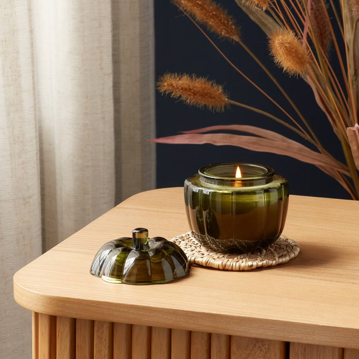 Glass Figural Pumpkin Woods Candle Green - Threshold™ | Target