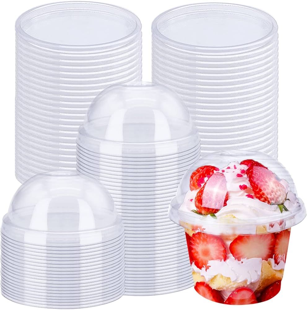 Amazon.com: Alaeseje 50 Pack 8oz Disposable Clear Plastic Cups with Dome Lids,PET Dessert Cups,Di... | Amazon (US)