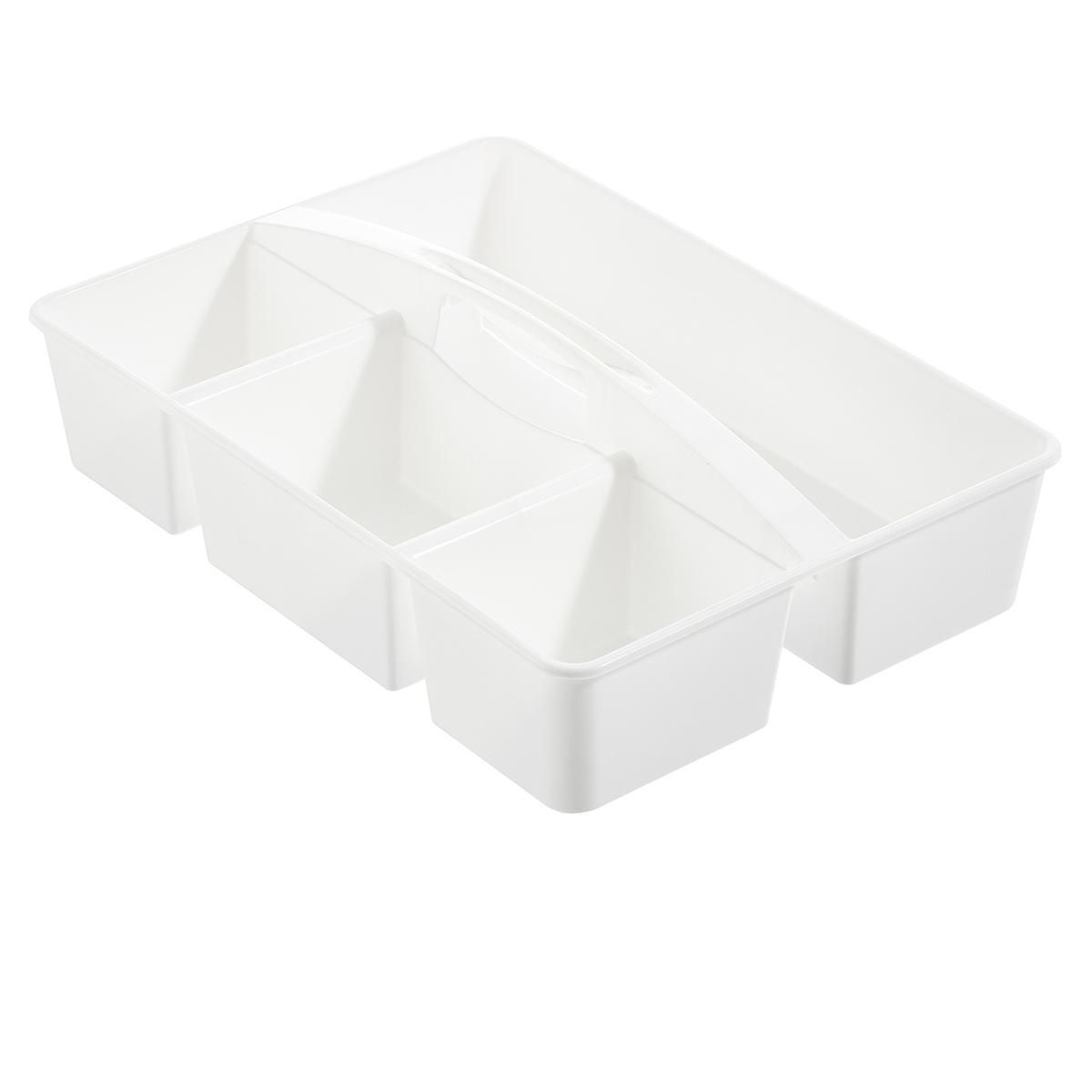3-Tier Cart Large Divided Caddy With Handle White | The Container Store
