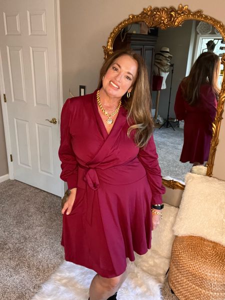 This shawl collared raspberry hued dress is definitely going to be a work horse in my wardrobe . It is so versatile. It is perfect for work and church. You can also add sneakers and an easy denim jacket for a casual vibe! The quality is also very nice. Available in many colors!

#LTKtravel #LTKstyletip #LTKunder50
