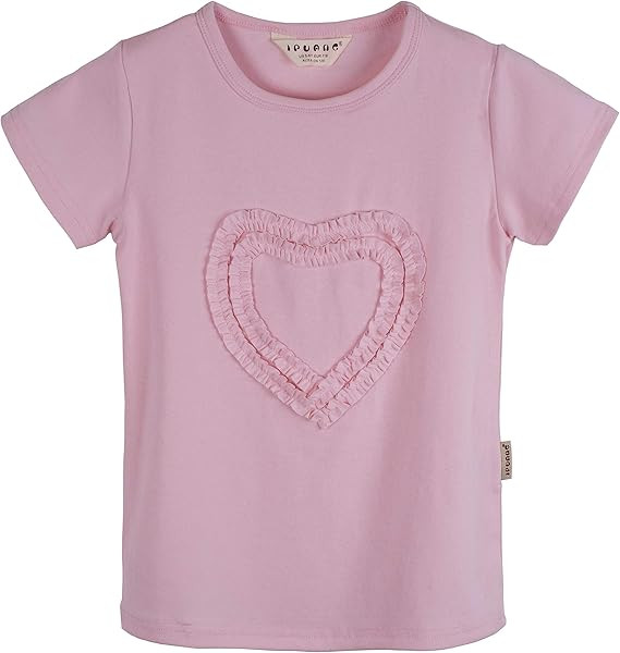 Ipuang Girls Heart-shaped Short Sleeve T-Shirt | Amazon (US)