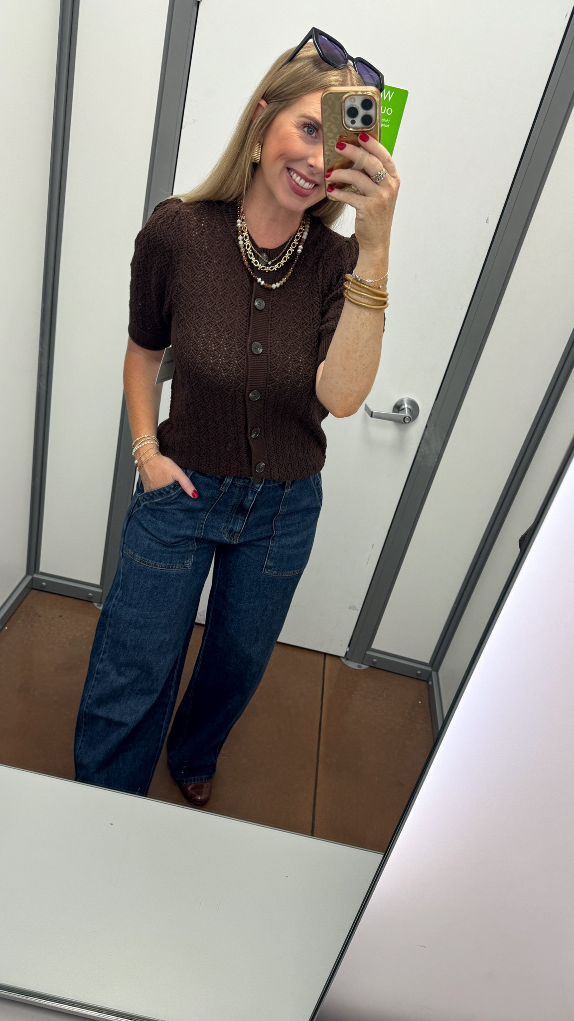 Scenario outfit from Walmart! Brown cardigan and dark wash utility jeans

#LTKootd