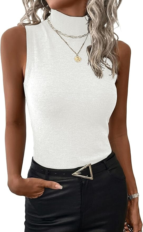 LaGracia Womens Mock Neck Sleeveless Sweater for Women Summer Sweaters Business Casual Wool Blend... | Amazon (US)