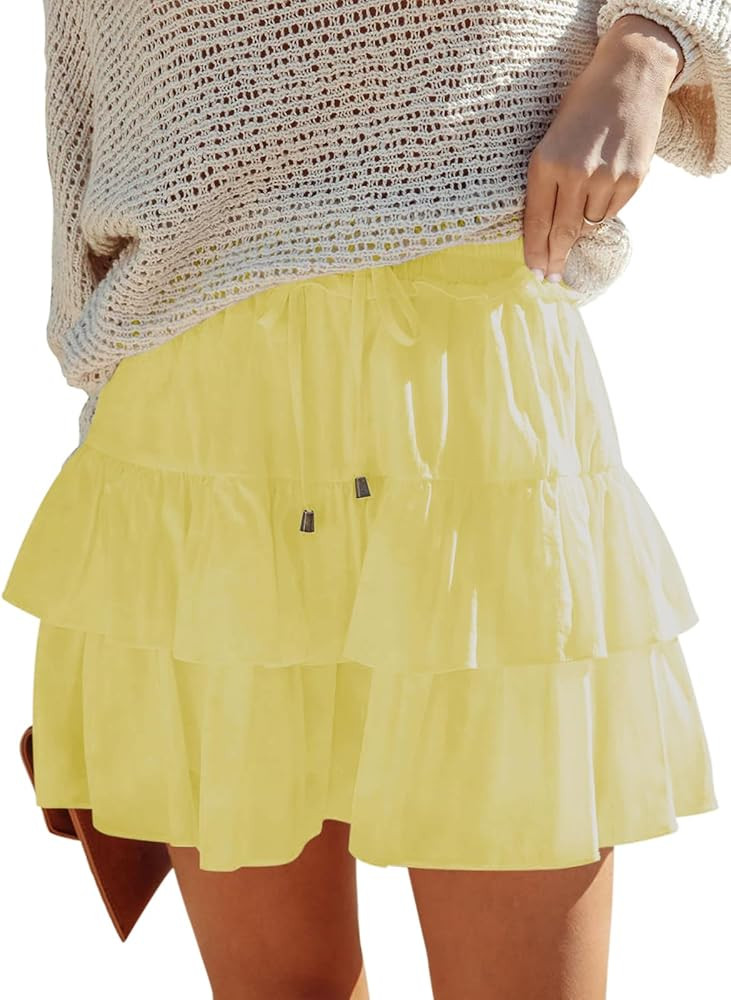 Flowy Shorts for Women Boho Ruffled Tiered Skorts Casual High Waist Mini Skirts Tennis Golf Comfy... | Amazon (US)