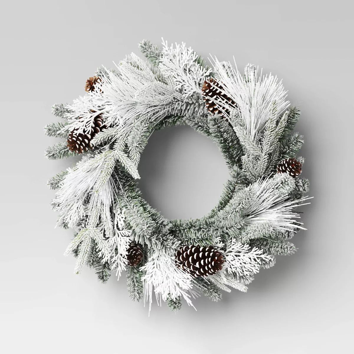 22" Flocked Mixed Greenery with Pinecones Artificial Christmas Wreath - Wondershop™ | Target