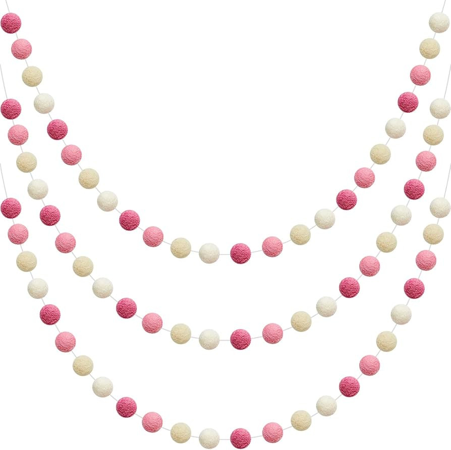 WILLBOND Wool Felt Ball Garland Colorful Pom Pom Garland 6.5 Feet Long 24 Ball Garland for Mardi ... | Amazon (US)