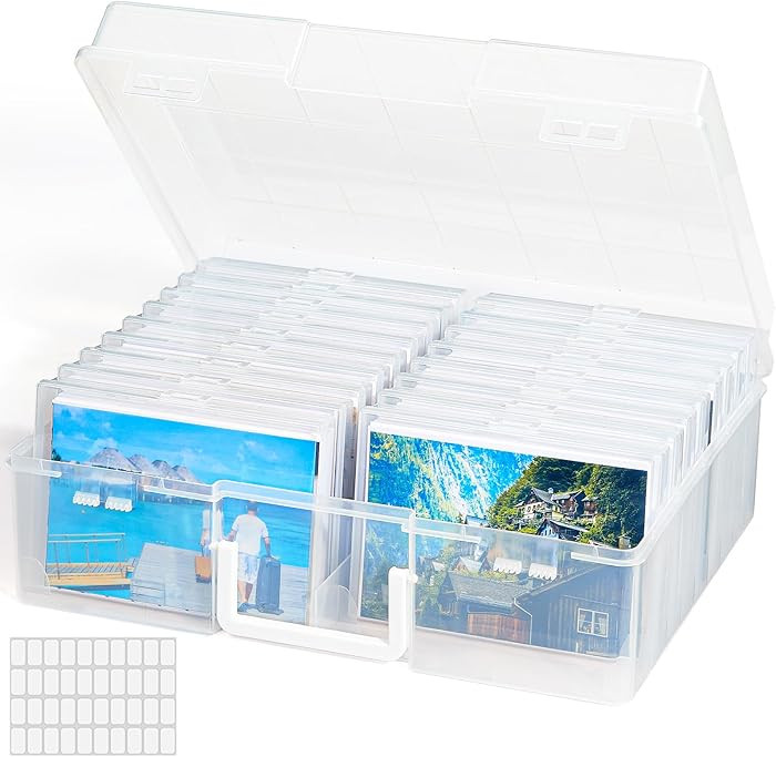 Lifewit Photo Storage Box 4" x 6" Photo Case, 18 pcs Inner Photo Keeper, Clear Photo Boxes Storag... | Amazon (UK)