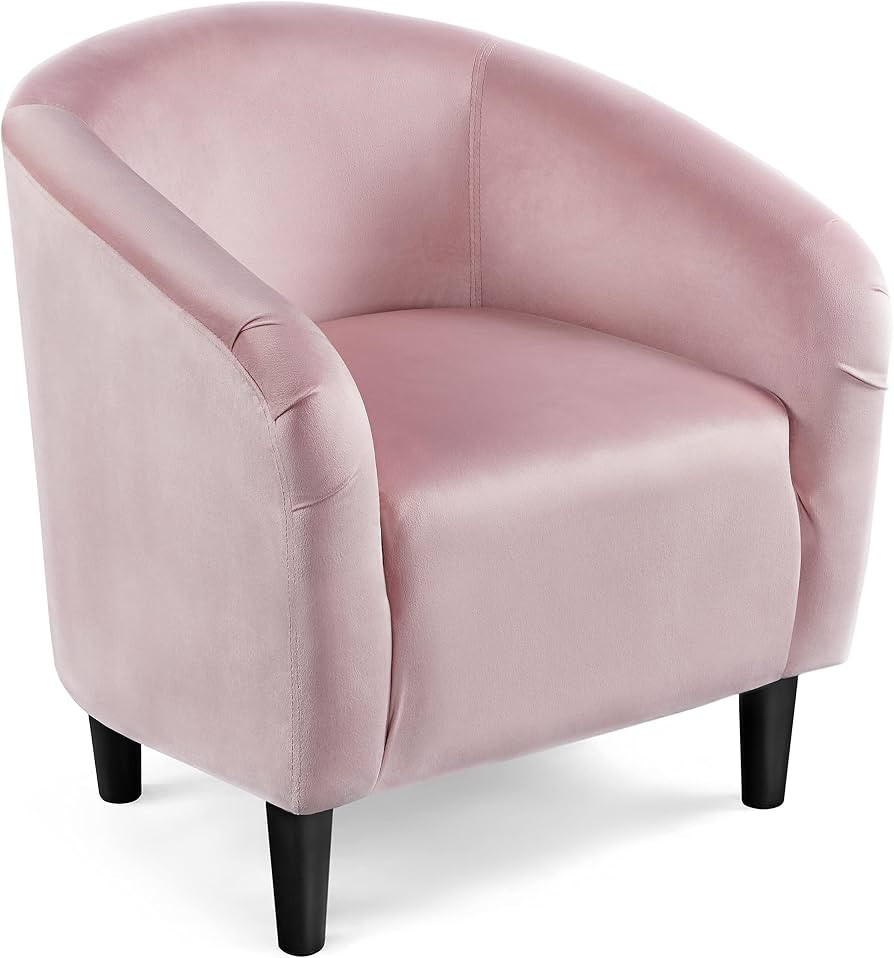 Yaheetech Club Chair, Velvet Accent Chair Upholstered Barrel Chair Sitting Chair with Armrest and... | Amazon (US)