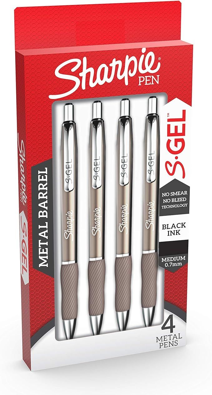 SHARPIE S-Gel, Gel Pens, Sleek Metal Barrel, Champagne, Medium Point (0.7mm), Great Stocking Stuf... | Amazon (US)