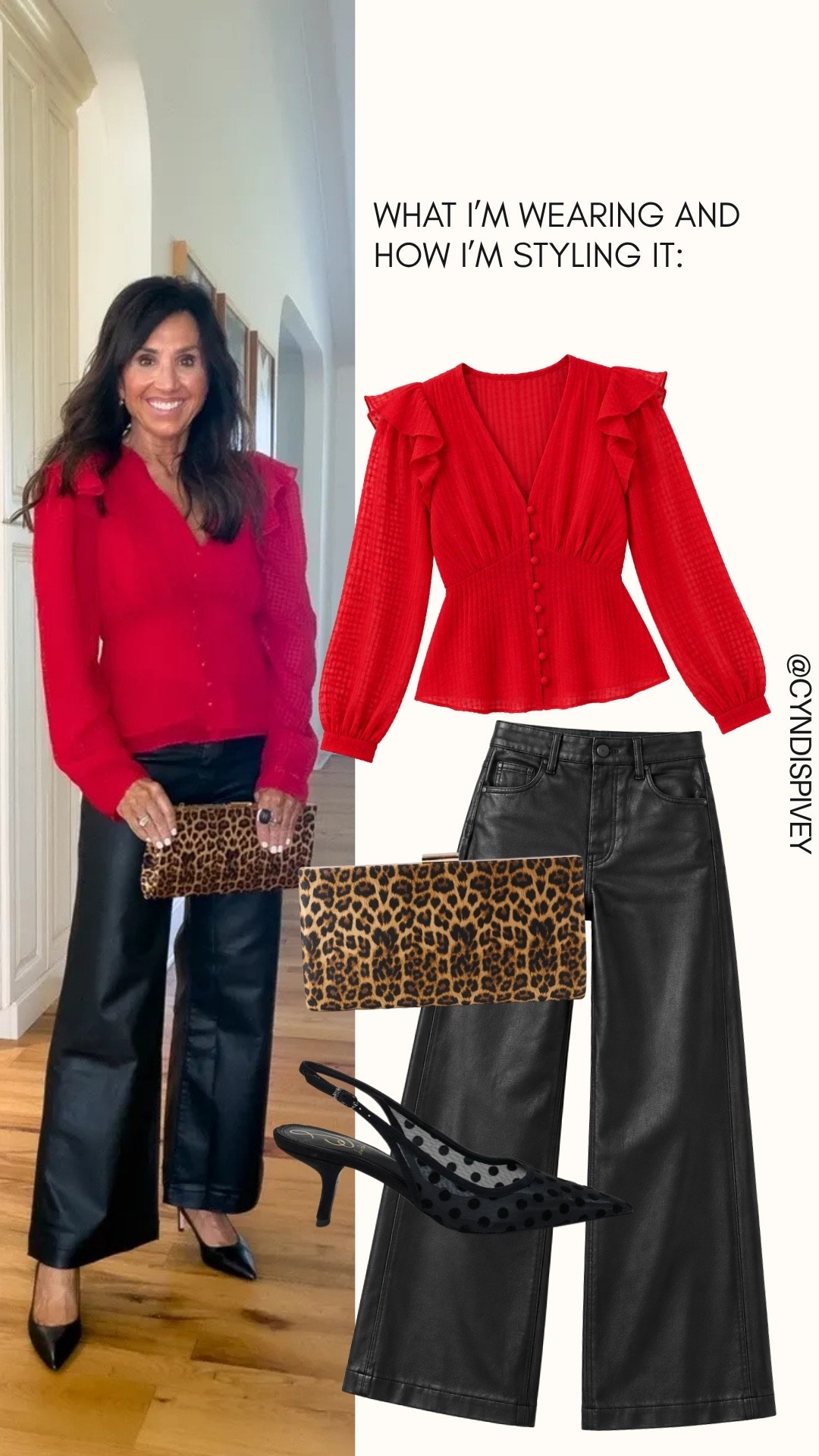 A fun holiday party or night out look with a a pop of animal print. Wearing size small in top and size 4 in pants 

#LTKSeasonal #LTKOver40