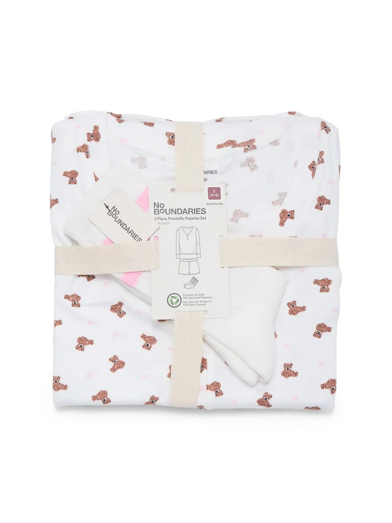 No Boundaries Giftable Long Sleeve Henley Sleep Top and Shorts Set with Socks, 3-Piece, Women’s... | Walmart (US)