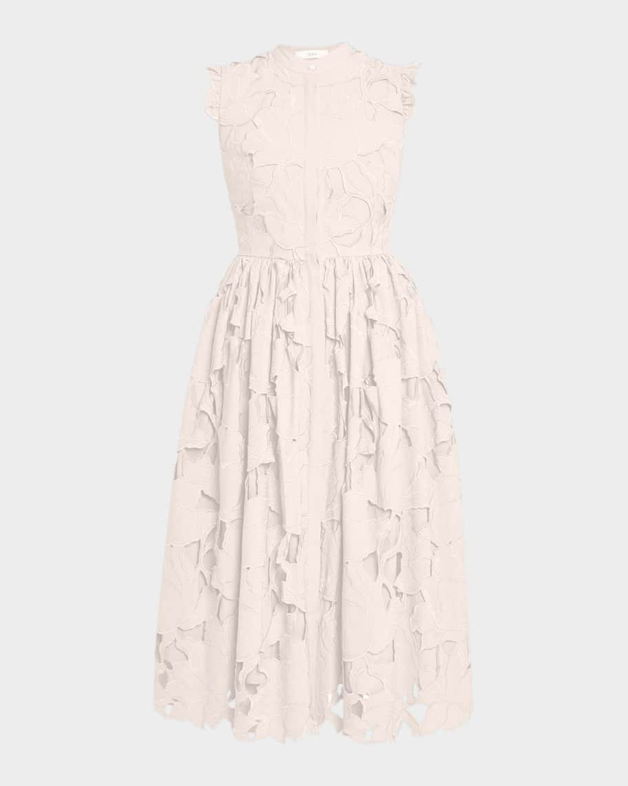 Erdem Floral Cutwork Sleeveless Midi Dress | Neiman Marcus