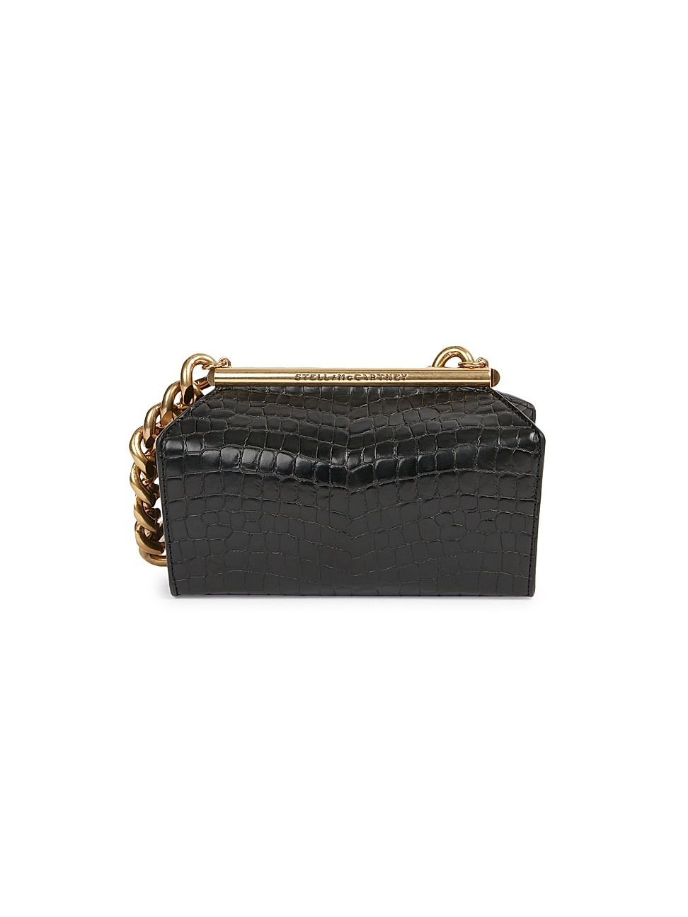Stella McCartney Women's Medium Croc-Embossed Structured Shoulder Bag - Black | Saks Fifth Avenue
