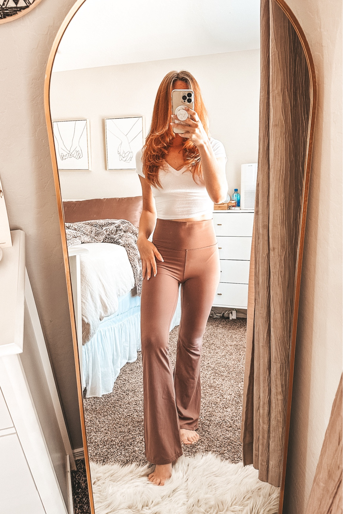 -Blow out: courtesy of the Paul Mitchell straightener from Amazon
-Fine hair brush: Gimme Beauty 
- ribbed crop top: small, Tj Maxx
-flared leggings: medium but size up 1, target
-mirror: linked on Amazon storefront 

#LTKfindsunder50 #LTKstyletip #LTKbeauty