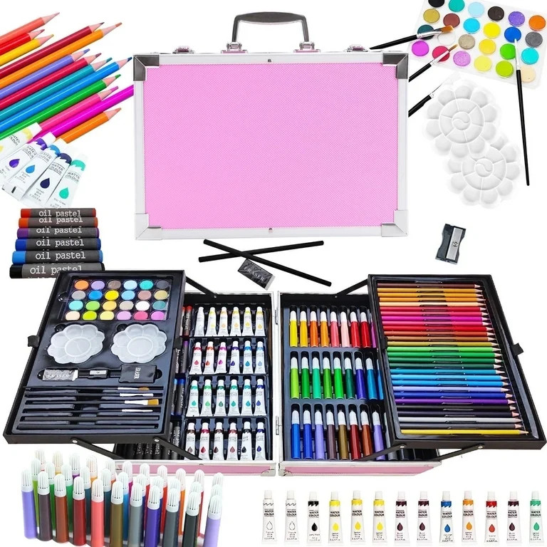 145 Pcs Art Set for Painting Coloring Drawing,Deluxe Portable Double Layers Aluminum Gift Box(Pin... | Walmart (US)
