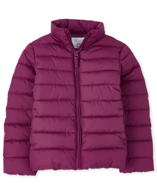 Girls Long Sleeve Puffer Jacket | The Children's Place  - ROSE QUARTZ | The Children's Place