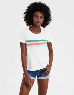 AE Striped Crew Neck Favorite T-Shirt | American Eagle Outfitters (US & CA)