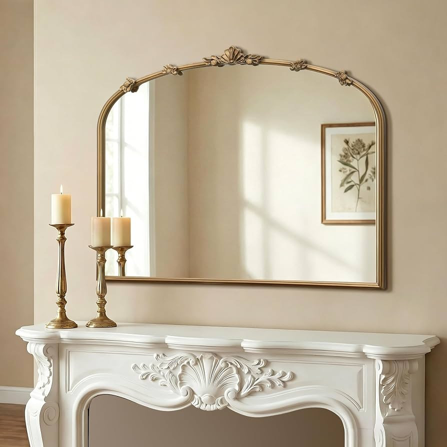 Besdomus Vintage Gold Arched Mirror: 36"x29" Traditional Ornate Antique Mirror - French Baroque D... | Amazon (US)