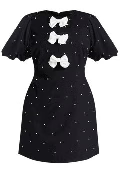 Pearl Mini Dress With Bows | Eloquii