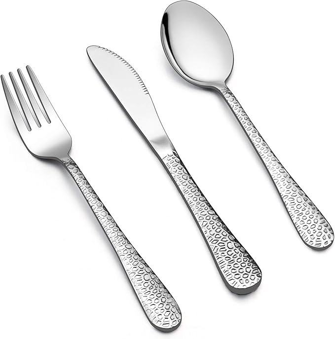 Hammered Kids Utensils Silverware Set, LIANYU 9-Piece Stainless Steel Toddler Child Flatware Cutl... | Amazon (US)
