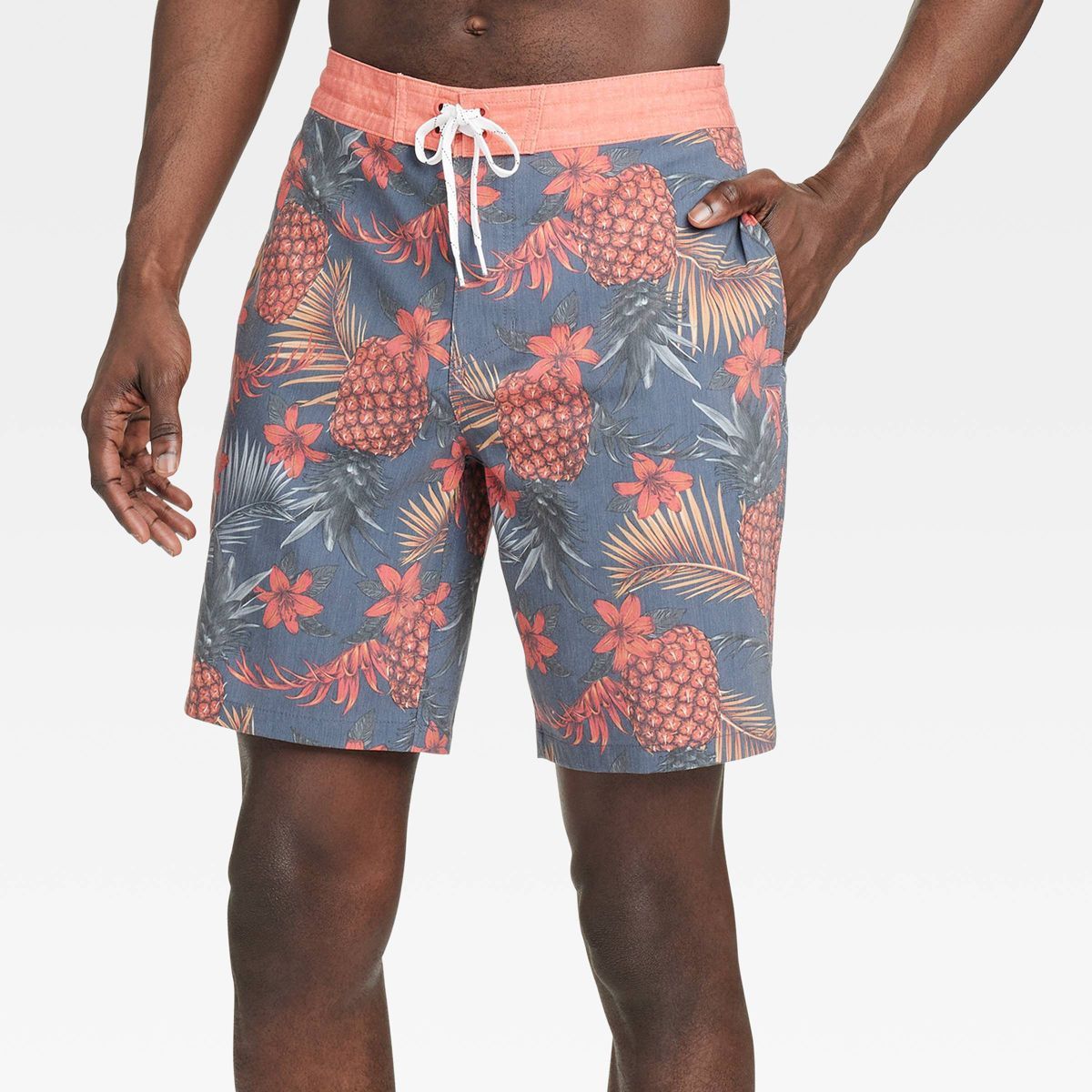 Men's 8.5" Tropical Pineapple Print Board Shorts - Goodfellow & Co™ Coral Orange | Target
