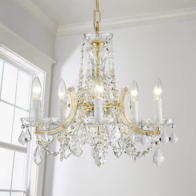 AGV LIGHTING CH001G Modern K9 Crystal Chandelier Light Fixture, Maria Theresa Light, 5-Lights, D2... | Amazon (US)