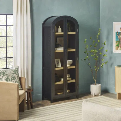 Ridunel Modern Arched Standard Bookcase with Glass Doors | Wayfair Professional