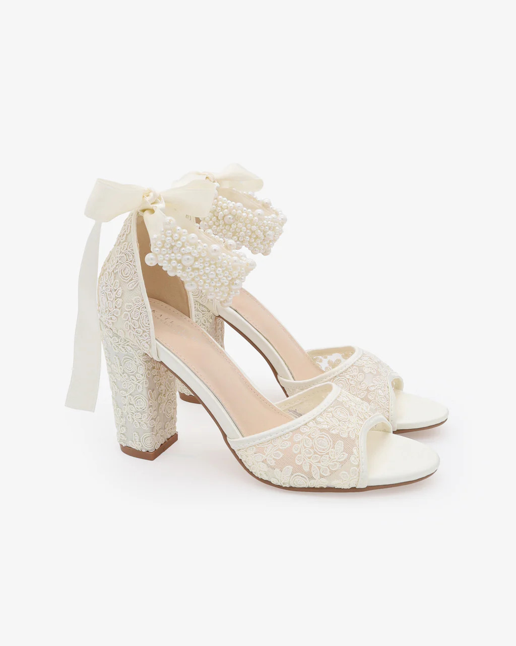 Crochet Lace Block Heel Sandals with Perla Ankle Strap | Kailee P.